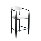 Tabouret de bar hauteur comptoir avec dossier et accoudoirs rembourrés et pieds en métal