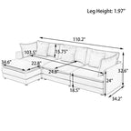 110.2 Canapé trois places capitonné en chenille, pouf