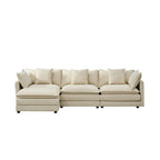 110.2 Canapé trois places capitonné en chenille, pouf