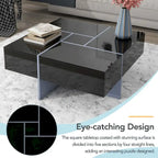 Table basse design moderne et tendance avec rangement dissimulé - 80 x 80 x 35 cm