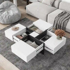 Table basse design moderne et tendance avec rangement dissimulé - 80 x 80 x 35 cm