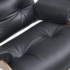 Fauteuil inclinable et ottoman en cuir véritable de style Mid-Century Modern