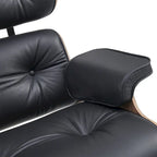 Fauteuil inclinable et ottoman en cuir véritable de style Mid-Century Modern