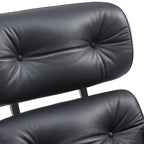 Fauteuil inclinable et ottoman en cuir véritable de style Mid-Century Modern