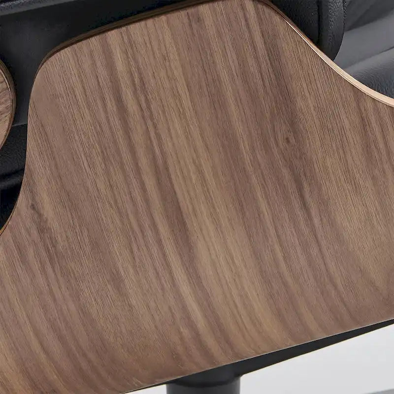 Fauteuil inclinable et ottoman en cuir véritable de style Mid-Century Modern