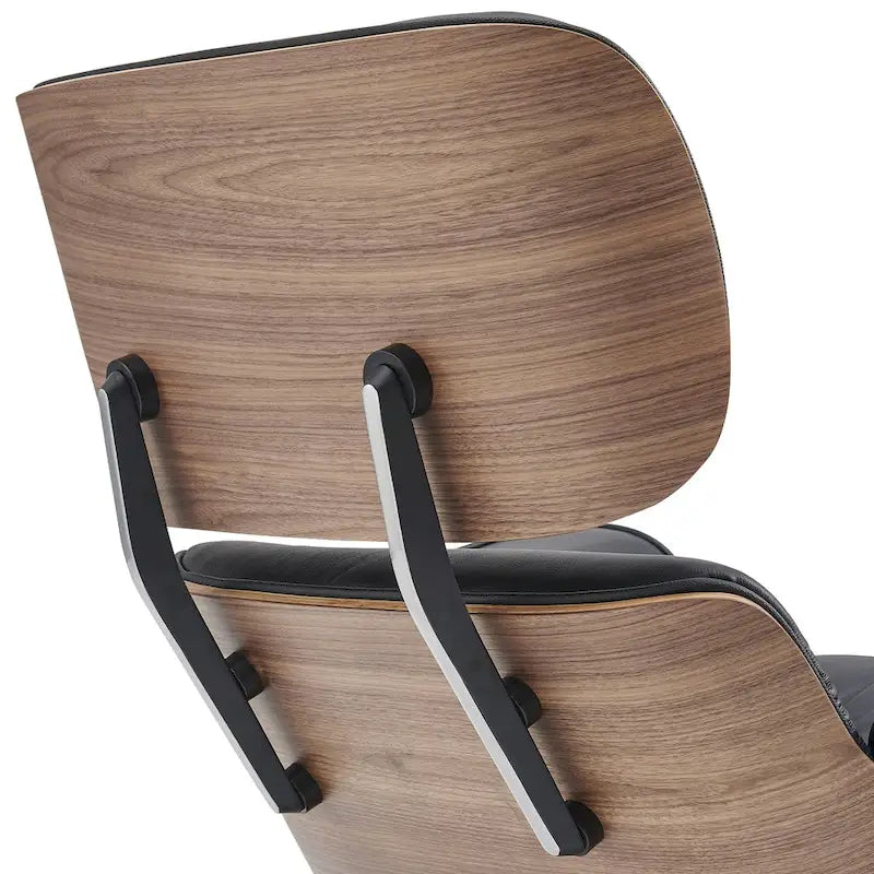 Fauteuil inclinable et ottoman en cuir véritable de style Mid-Century Modern