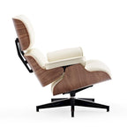 Fauteuil inclinable et ottoman en cuir véritable de style Mid-Century Modern