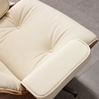 Fauteuil inclinable et ottoman en cuir véritable de style Mid-Century Modern