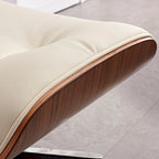 Fauteuil inclinable et ottoman en cuir véritable de style Mid-Century Modern