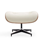 Fauteuil inclinable et ottoman en cuir véritable de style Mid-Century Modern