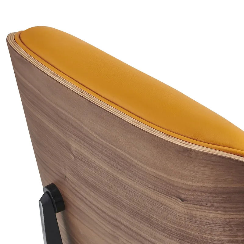 Fauteuil inclinable et ottoman en cuir véritable de style Mid-Century Modern