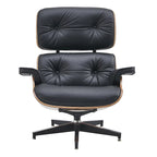 Fauteuil inclinable et ottoman en cuir véritable de style Mid-Century Modern
