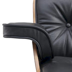 Fauteuil inclinable et ottoman en cuir véritable de style Mid-Century Modern