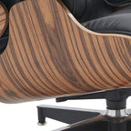 Fauteuil inclinable et ottoman en cuir véritable de style Mid-Century Modern