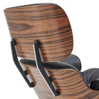 Fauteuil inclinable et ottoman en cuir véritable de style Mid-Century Modern