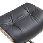 Fauteuil inclinable et ottoman en cuir véritable de style Mid-Century Modern