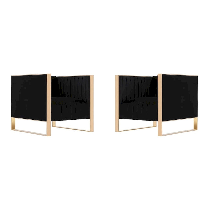 Fauteuil d'appoint en velours à cadre doré Trillium