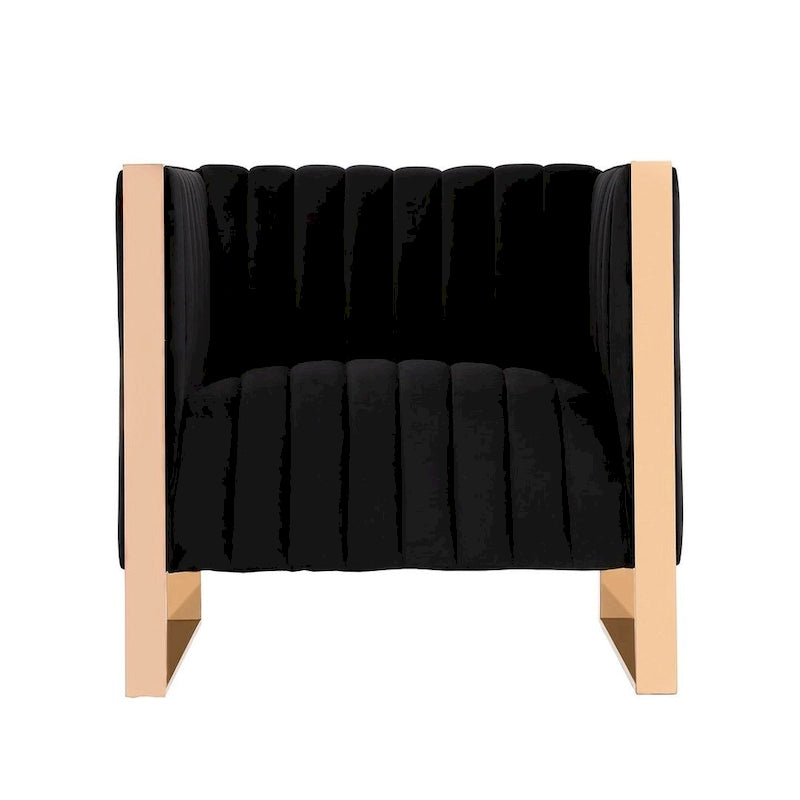Fauteuil d'appoint en velours à cadre doré Trillium