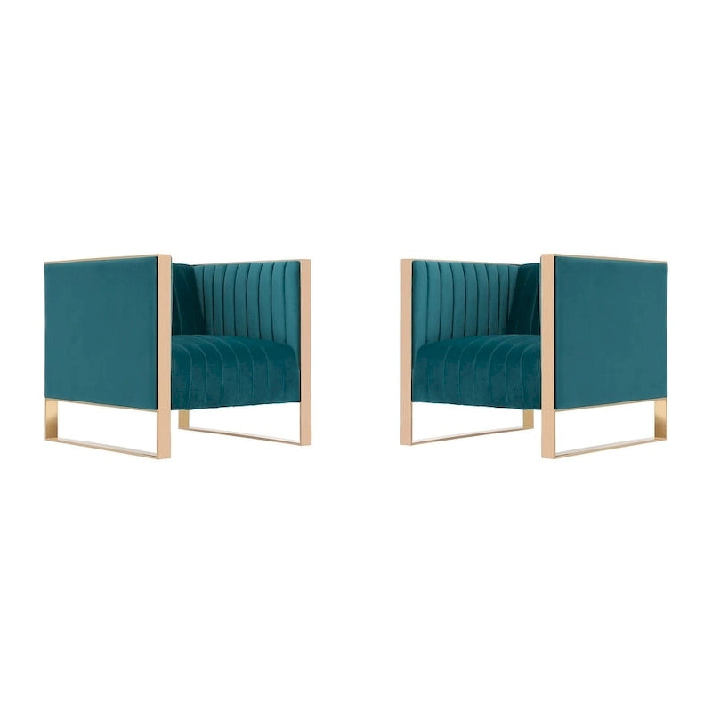 Fauteuil d'appoint en velours à cadre doré Trillium