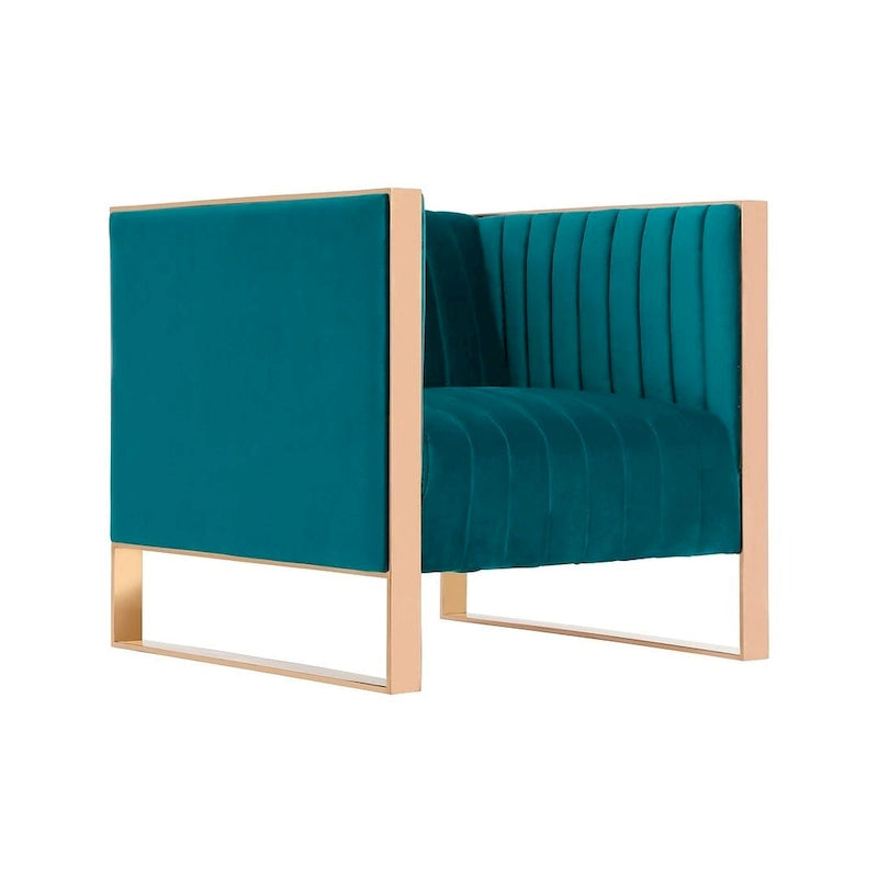Fauteuil d'appoint en velours à cadre doré Trillium