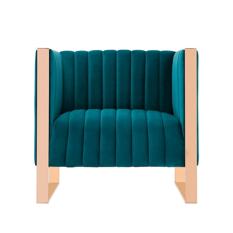 Fauteuil d'appoint en velours à cadre doré Trillium