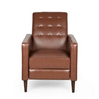 Fauteuil inclinable capitonné mi-siècle en similicuir