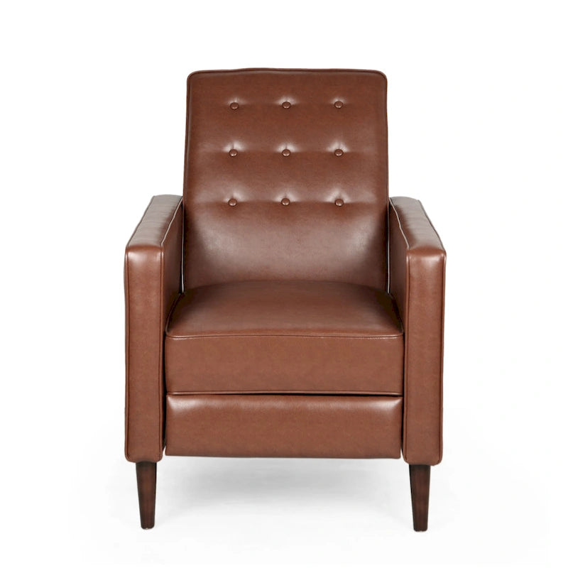 Fauteuil inclinable capitonné mi-siècle en similicuir