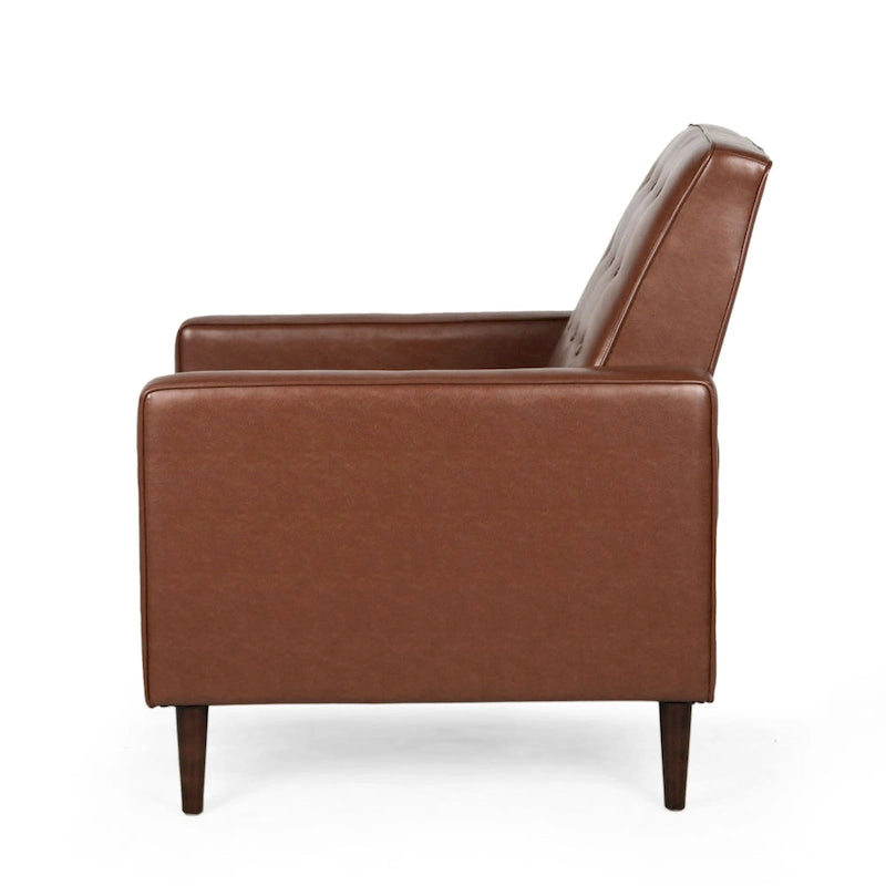 Fauteuil inclinable capitonné mi-siècle en similicuir