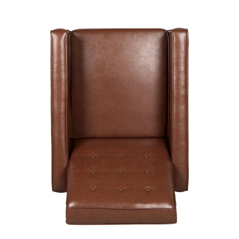 Fauteuil inclinable capitonné mi-siècle en similicuir