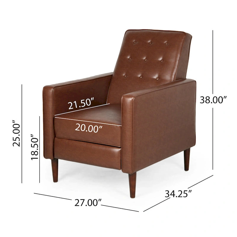 Fauteuil inclinable capitonné mi-siècle en similicuir