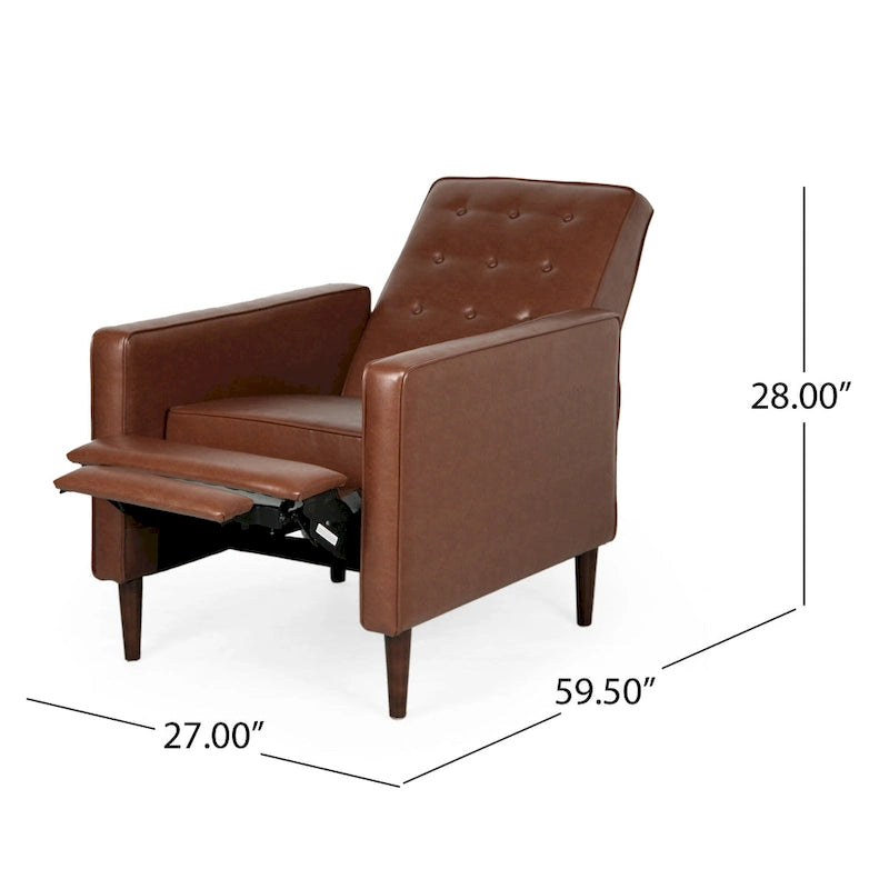 Fauteuil inclinable capitonné mi-siècle en similicuir