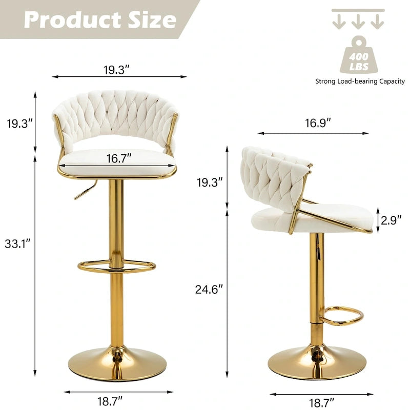 Tabouret de bar réglable en hauteur avec siège pivotant