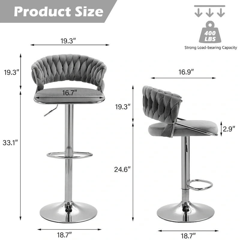 Tabouret de bar réglable en hauteur avec siège pivotant