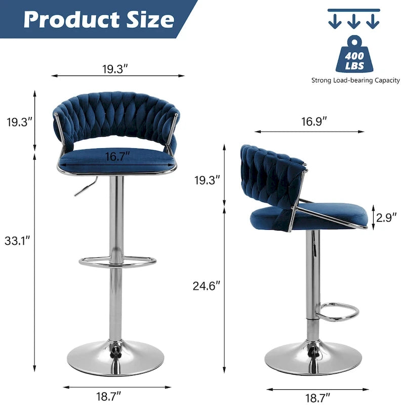 Tabouret de bar réglable en hauteur avec siège pivotant