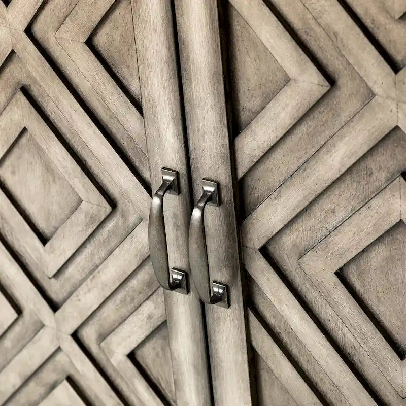 Buffet de rangement traditionnel patiné avec étagères réglables