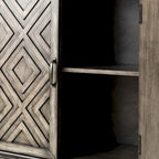 Buffet de rangement traditionnel patiné avec étagères réglables