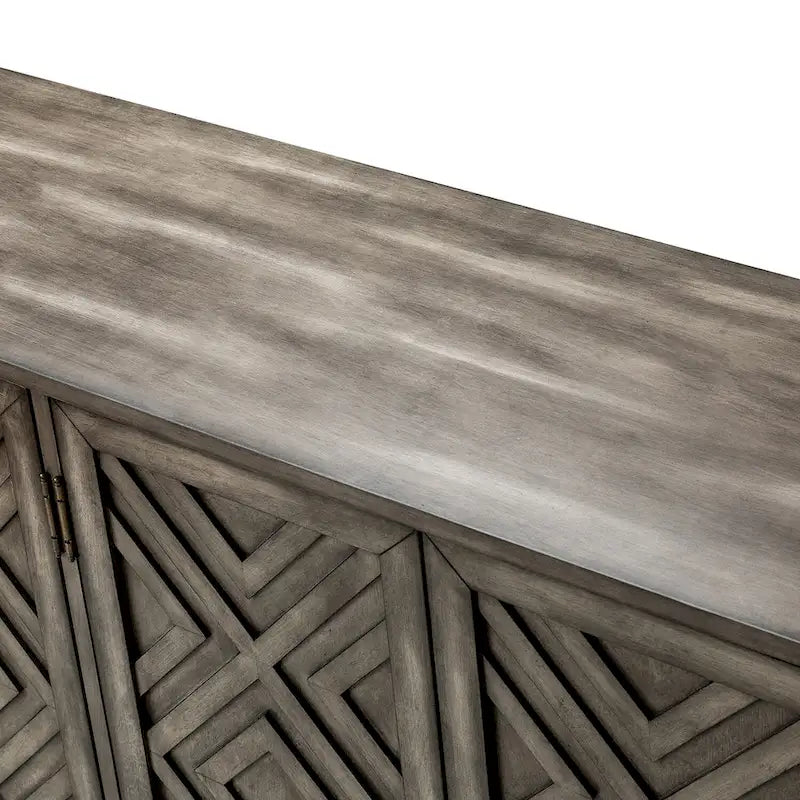 Buffet de rangement traditionnel patiné avec étagères réglables