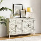 Buffet de rangement traditionnel patiné avec étagères réglables