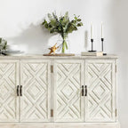 Buffet de rangement traditionnel patiné avec étagères réglables