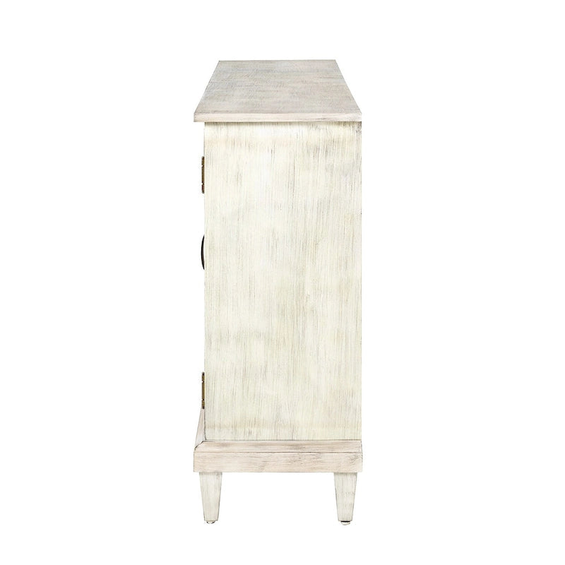 Buffet de rangement traditionnel patiné avec étagères réglables