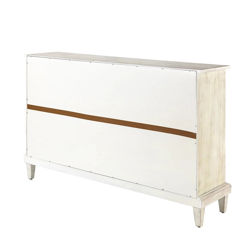 Buffet de rangement traditionnel patiné avec étagères réglables