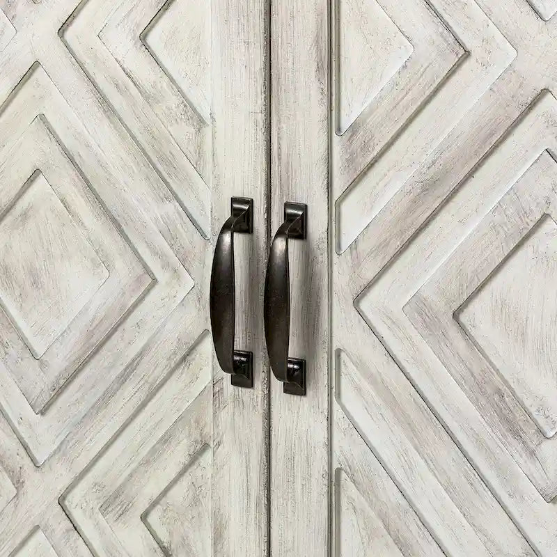 Buffet de rangement traditionnel patiné avec étagères réglables