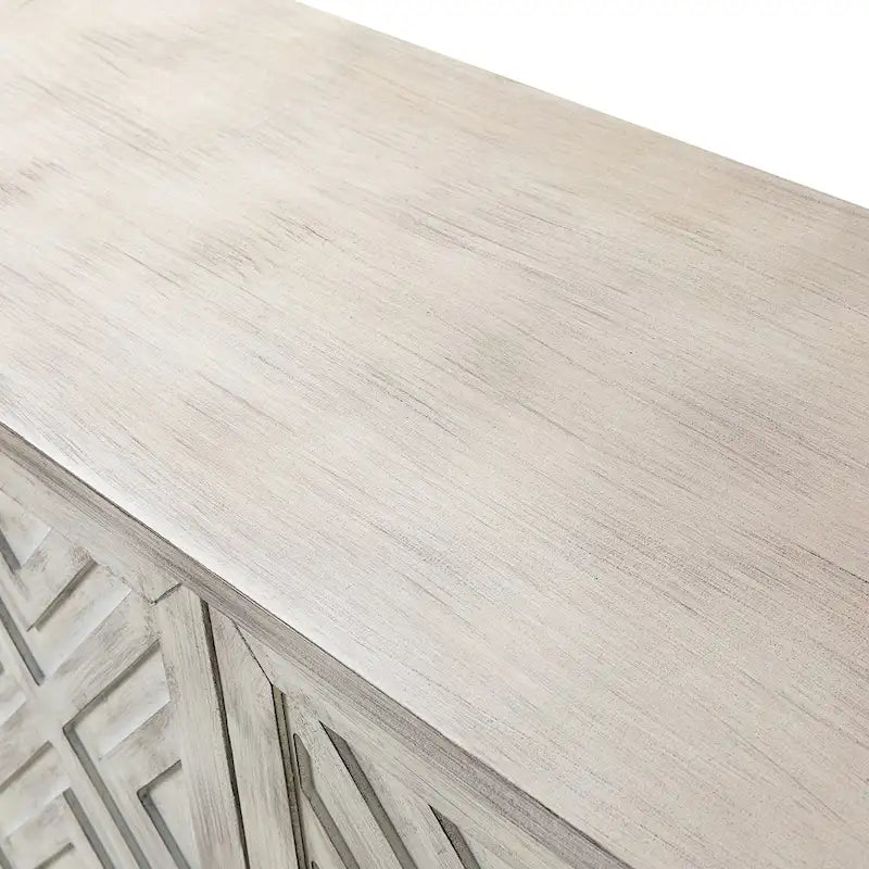 Buffet de rangement traditionnel patiné avec étagères réglables