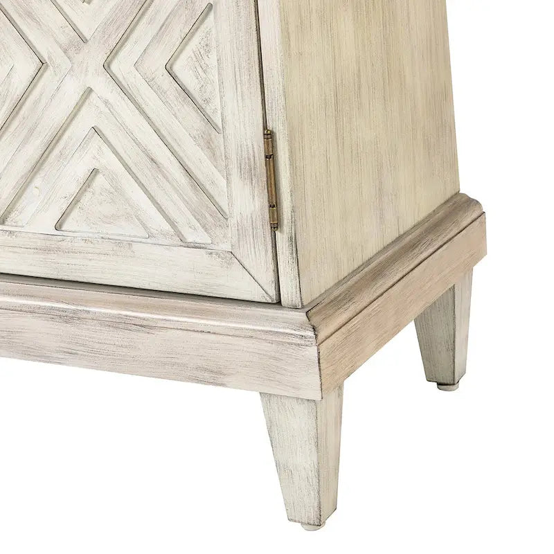 Buffet de rangement traditionnel patiné avec étagères réglables