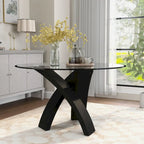 Table à manger ronde contemporaine en verre de 52 pouces