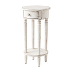 Table d'appoint ronde haute vieillie pour téléphone, blanche