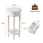 Table d'appoint ronde haute vieillie pour téléphone, blanche
