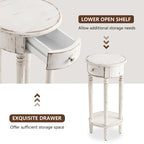 Table d'appoint ronde haute vieillie pour téléphone, blanche