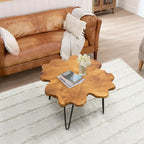 Table basse en bois massif (Live Edge) avec pieds épingle