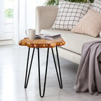 Table basse en bois massif (Live Edge) avec pieds épingle